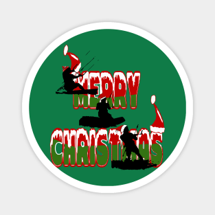 Festive Merry Christmas Seasonal Holiday Kitesurfing Magnet